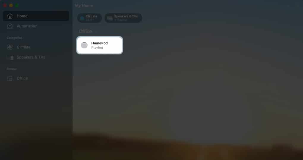 Click HomePod name