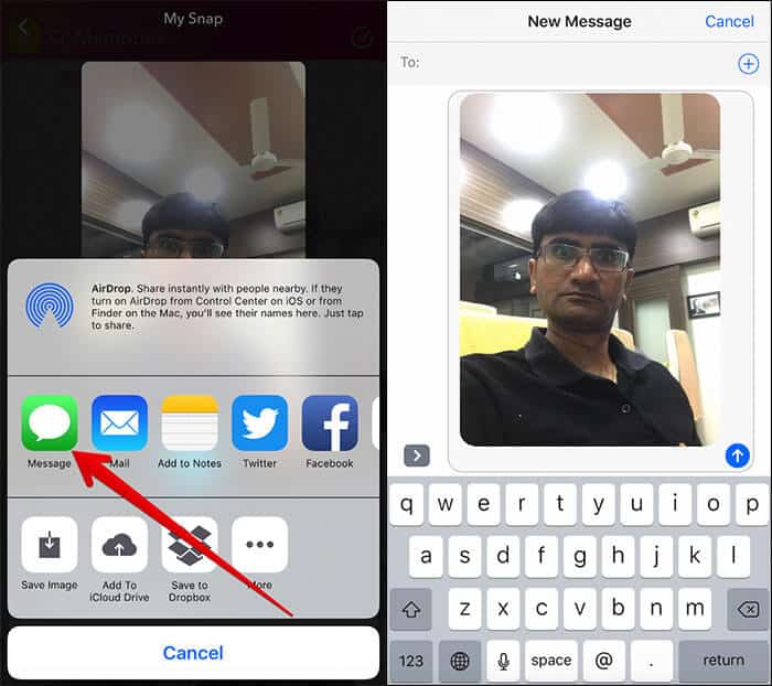 Share Snapchat Photos on Facebook Twitter and Messages on iPhone