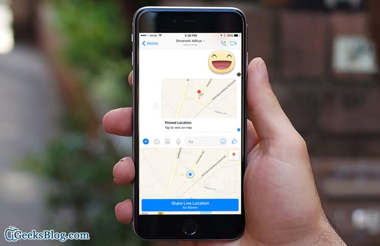 How to share location in messenger app on iphone