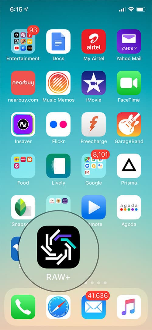 Open RAW Plus App on iPhone