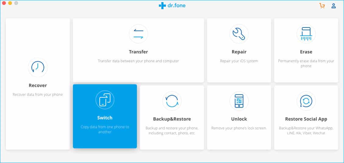 Launch Switch App in drFone