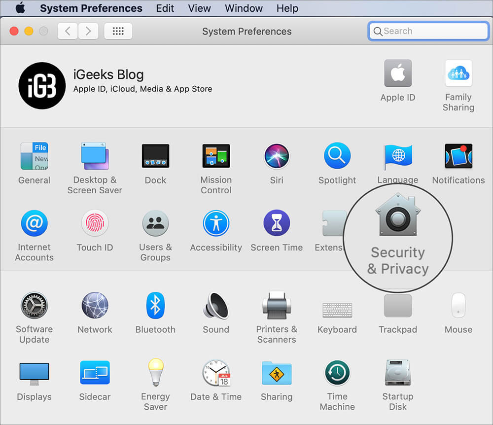 Click on Security  Privacy in Mac System Preferences