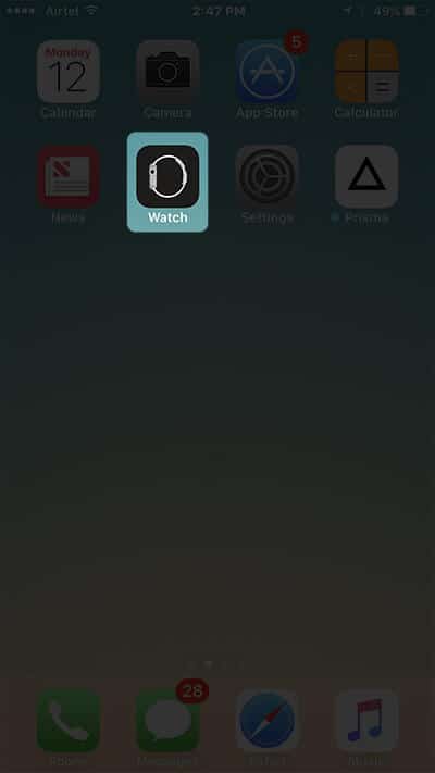 Open Watch App on iPhone