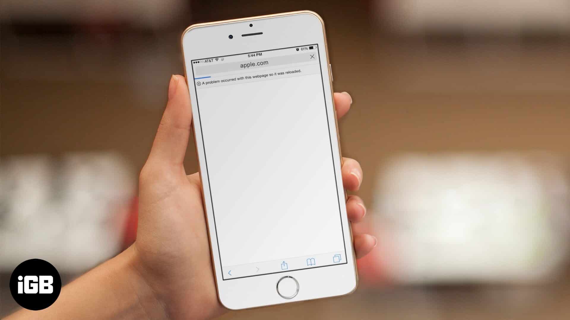 How to fix a problem occurred with this webpage so it was reloaded on iphone