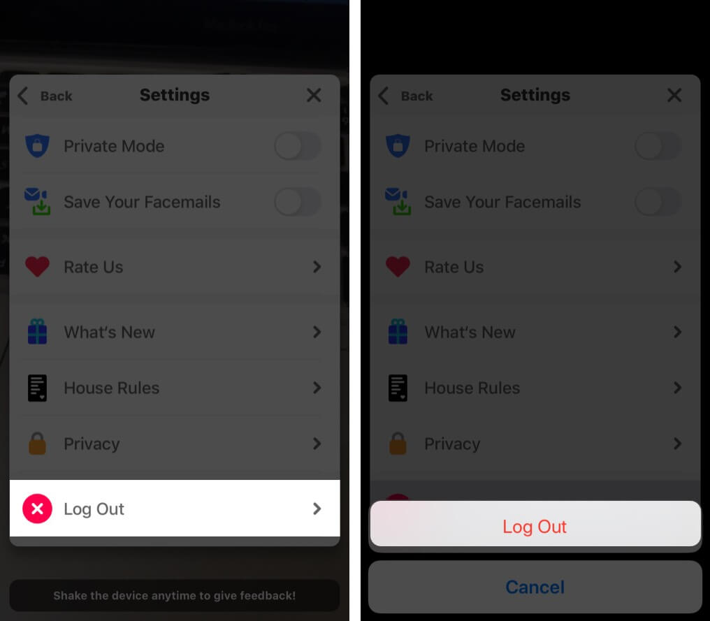 Log Out from Houseparty App on iPhone