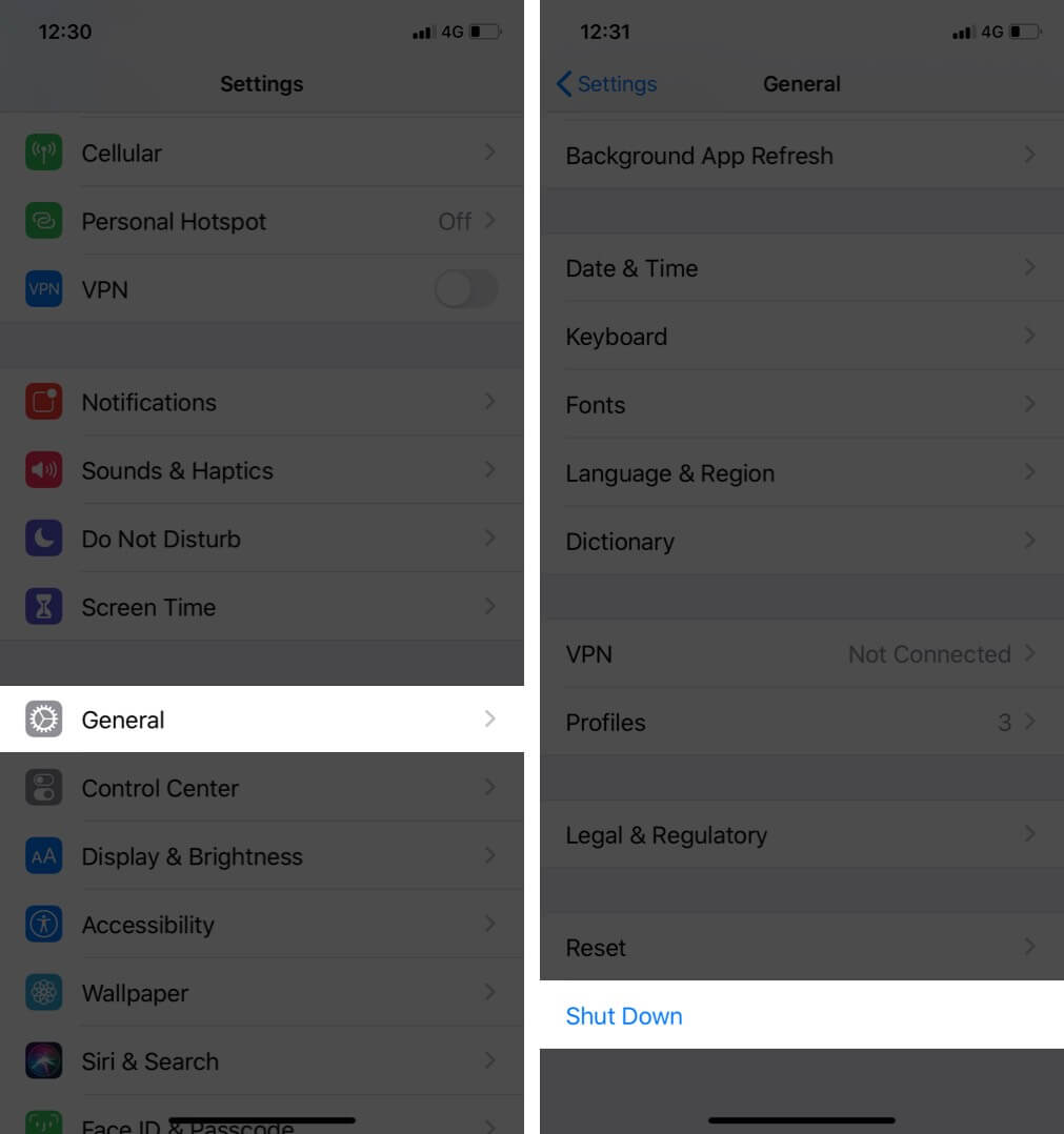 Shutdown iPhone