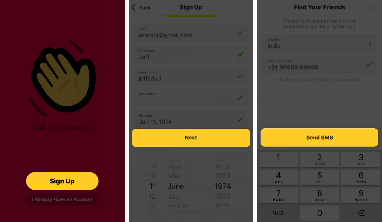 Tap on Sign up and Follow the Process to Set up Houseparty Account on iPhone
