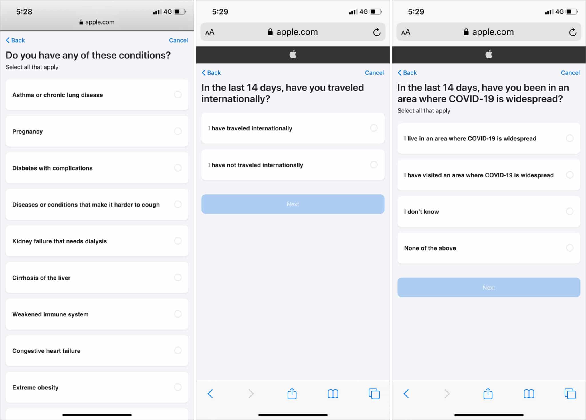 Use COVID 19 Screening Tool to get in touch with Emergency services