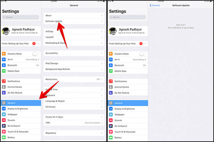 Update iOS on iPad