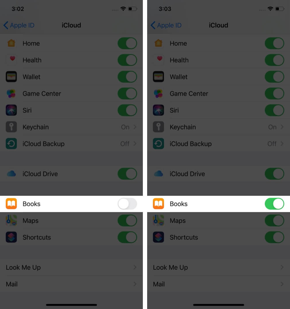 enable books in icloud on iphone