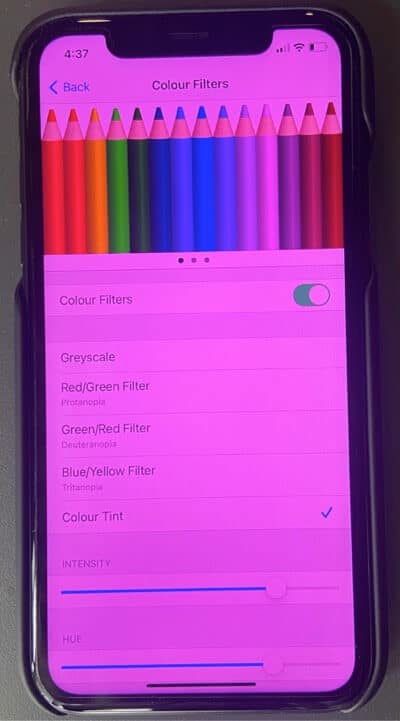 color tint filter on iphone