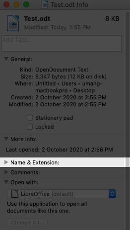 Click on Name  Extension on Mac