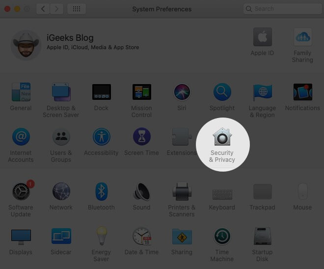Click on Security  Privacy in System Preferences on Mac