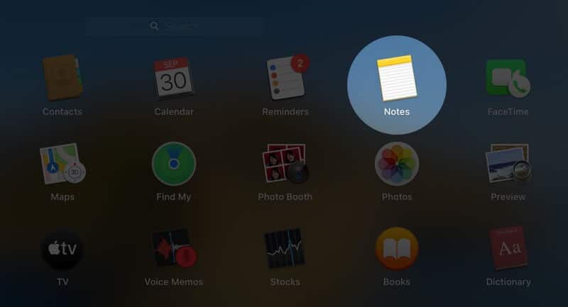 Open Notes App on Mac