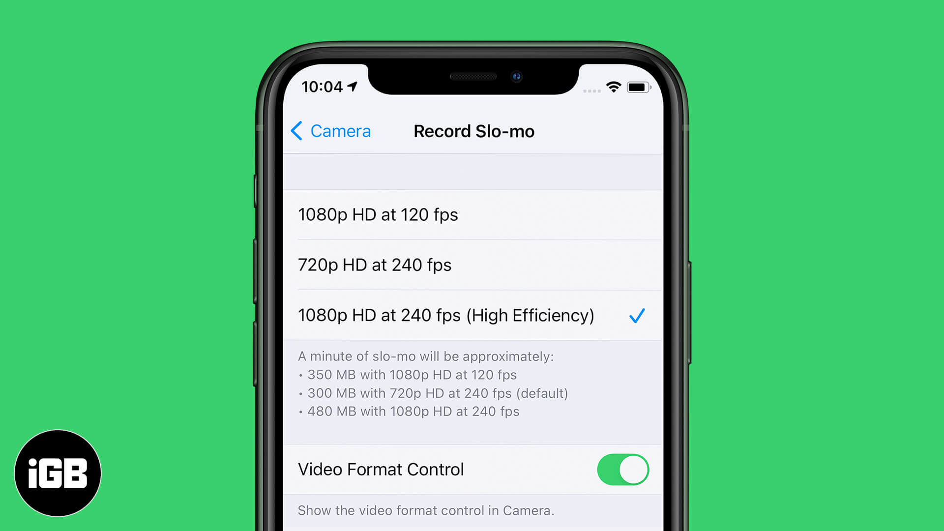 Change slow motion video recording speed on iphone