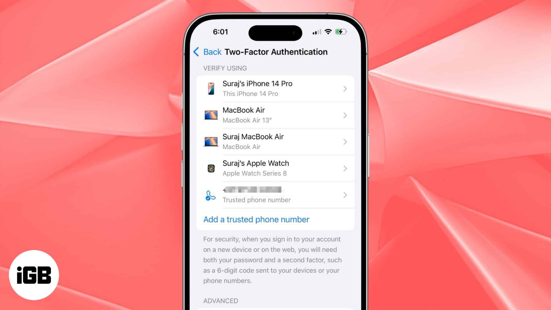 Secure your Apple Account with two factor authentication