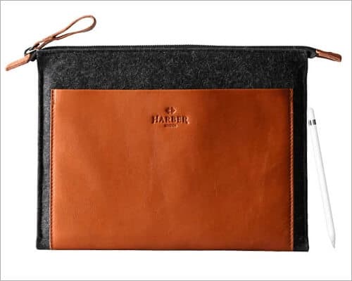 Harber London Folio Leather Case with with Apple Pencil Holder for 102 inch iPad