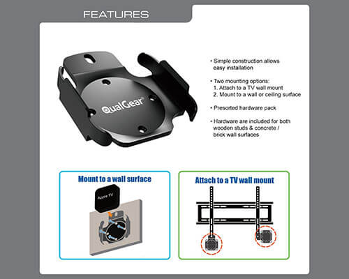 QualGear QG AM 017 Apple TV 3 Mount