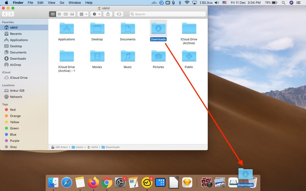 Drag Downloads Folder to Macs Dock