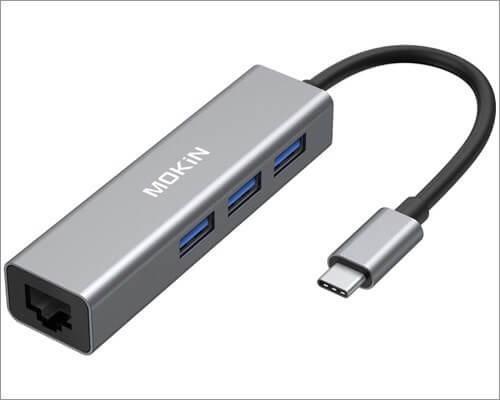 MOKiN USB C to Gigabit Ethernet USB A 30 Adapter Hub for MacBook