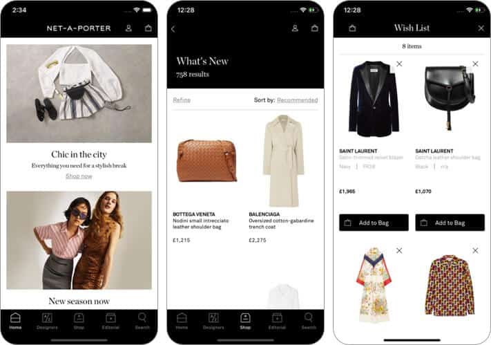 net a porter designer clothes iphone and ipad fashion app screenshot