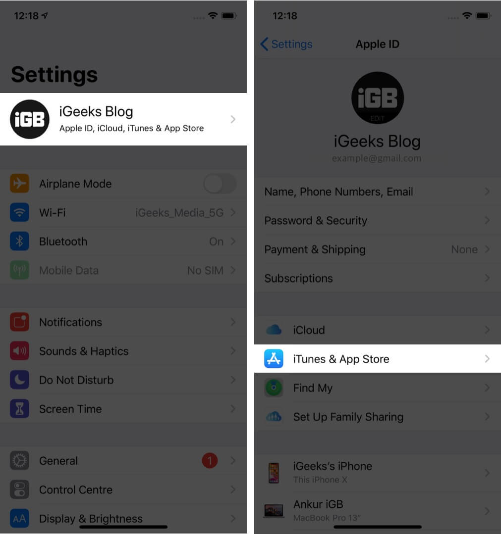 open settings tap on profile and then tap on itunes  app store on iphone
