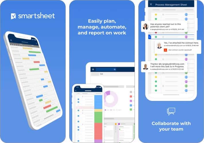 smartsheet teams  projects management iphone and ipad app screenshot