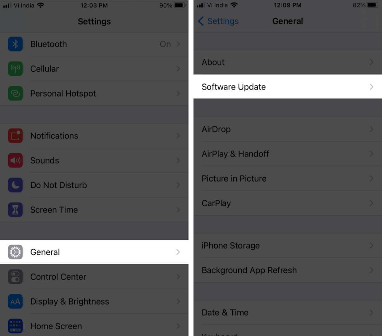 Check for iOS Update on iPhone