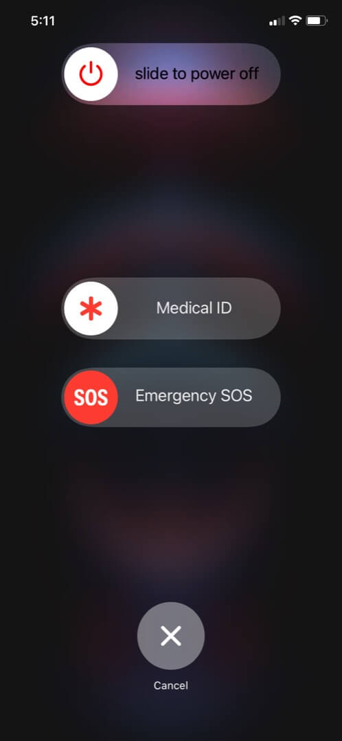 Slide to Power Off option to turn off an iPhone