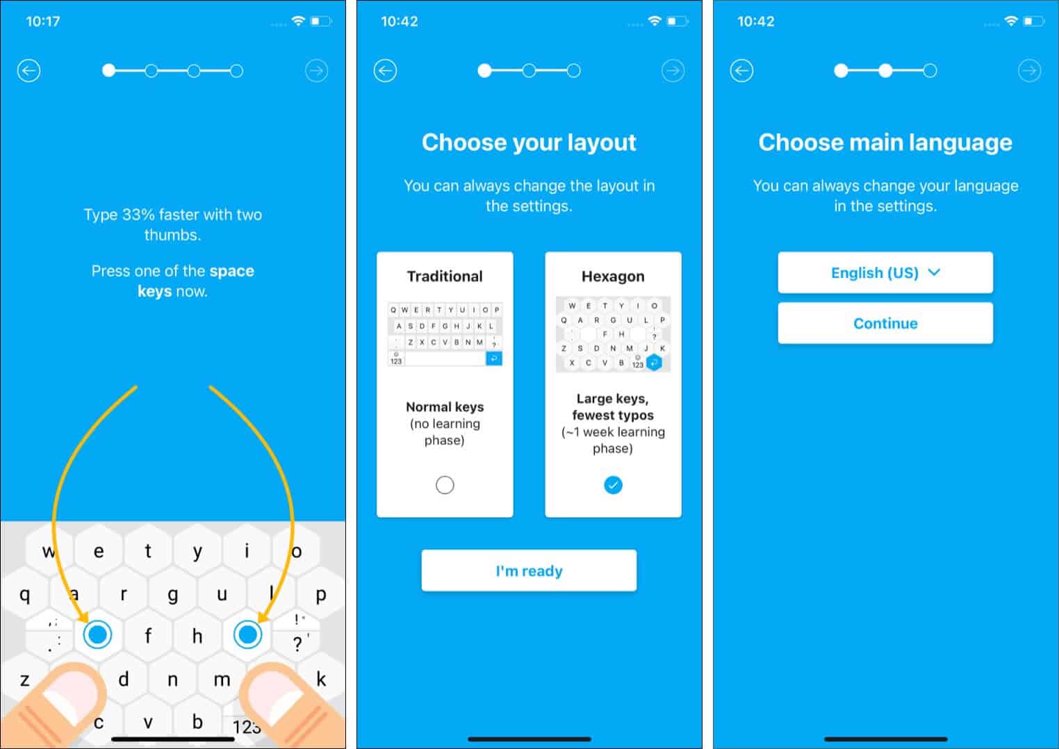Choose desired layout language etc and finish Typewise set up