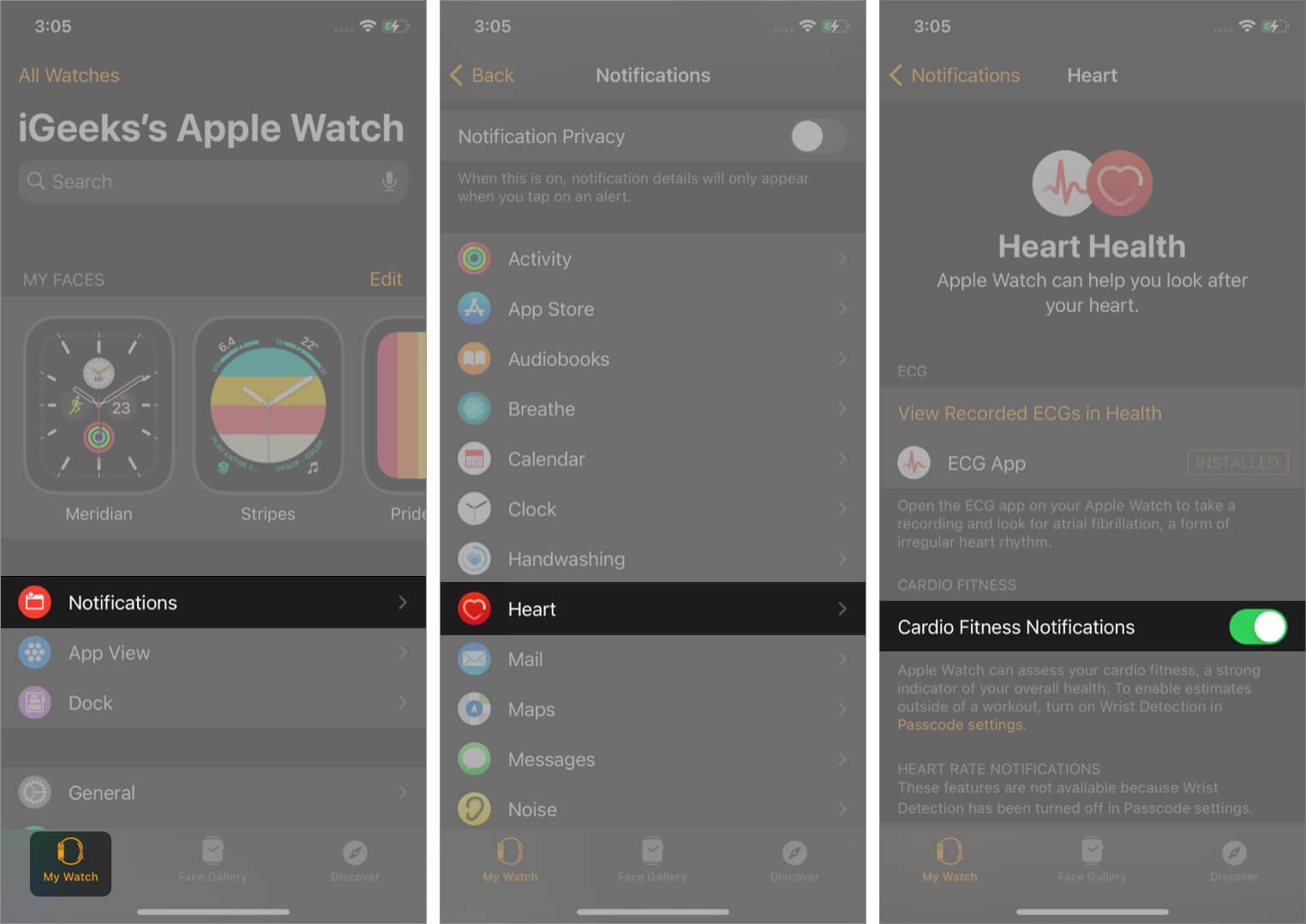 How to turn on Cardio Fitness Level notifications