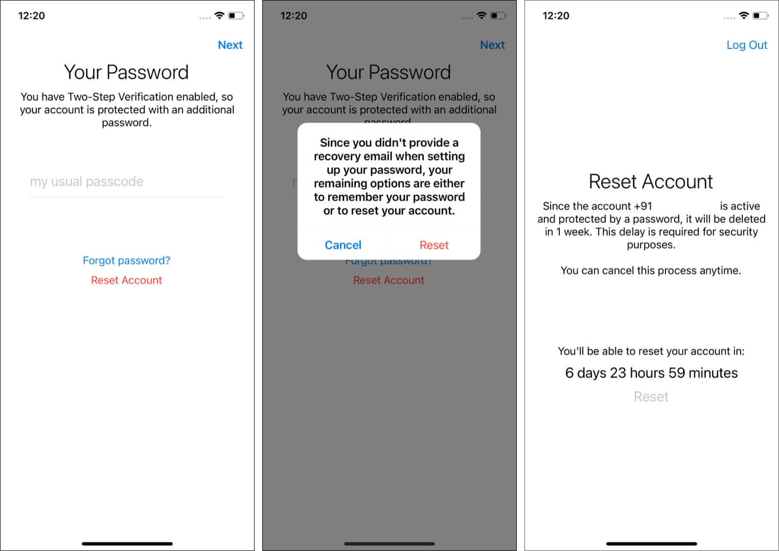 Reset Telegram account if you have Forgotten 2 step Verification Passcode