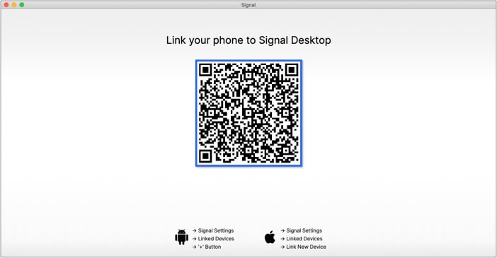 Check QR code in Signal app on Desktop