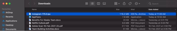 Click on ipa file just downloaded to install the app on M1 Mac