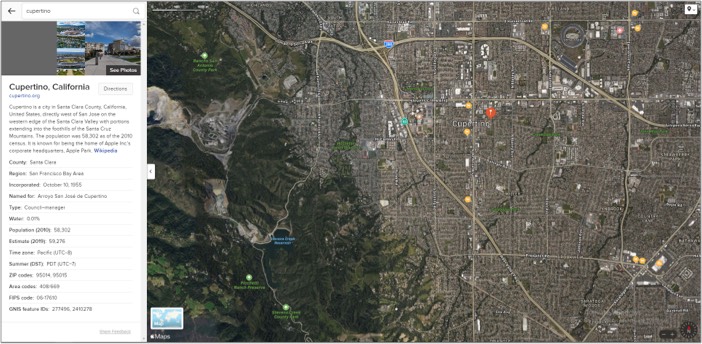 Satellite view in Apple Maps on Windows