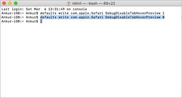 Re enable Safari tab preview in macOS