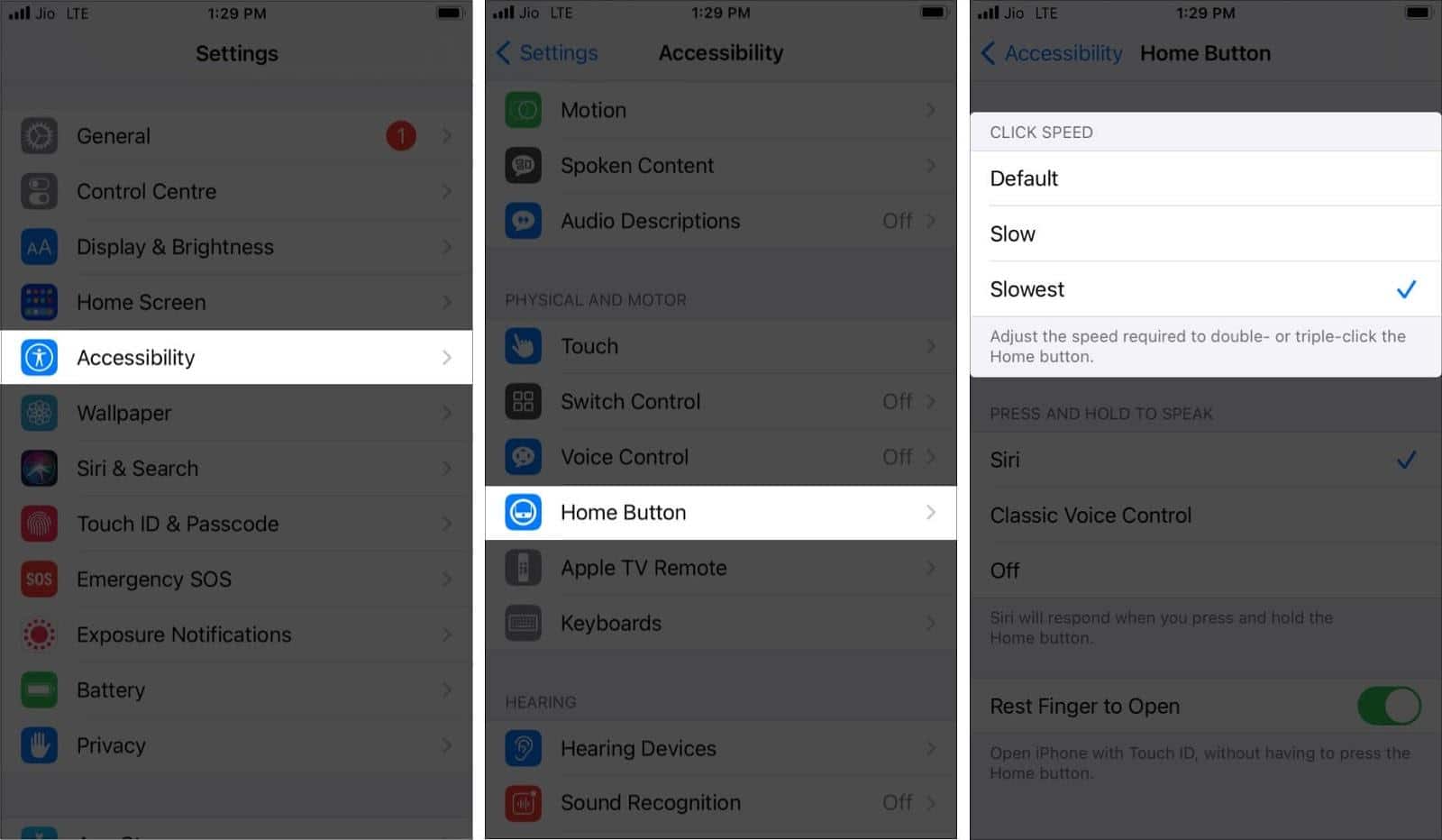 How to adjust the iPhone Home button click speed