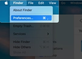 click Finder Preferences on Mac