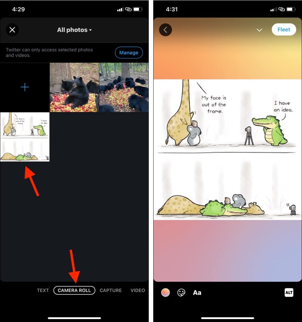 Create Twitter Gallery Fleets on iPhone