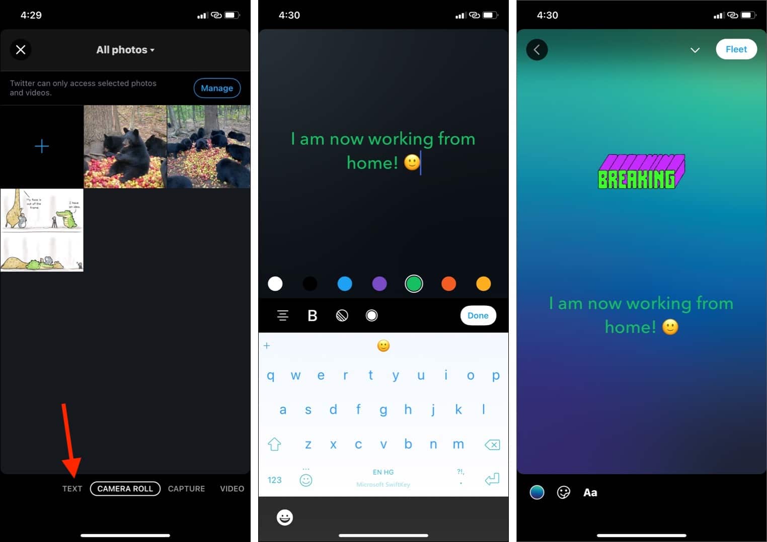 Create Twitter Text Fleets on iPhone