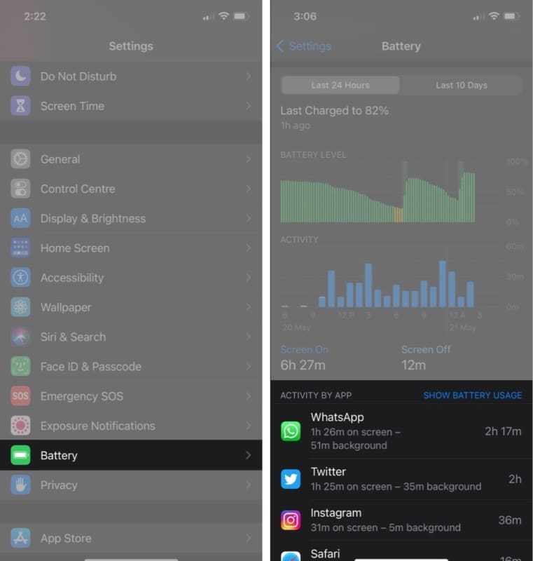 Examine your iPhones battery usage
