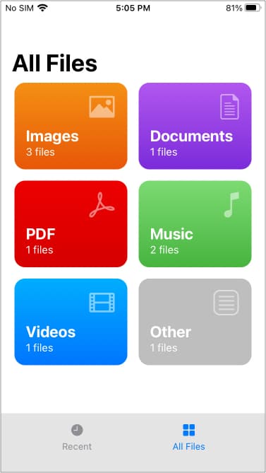 Files by WALTR app running on iPhone