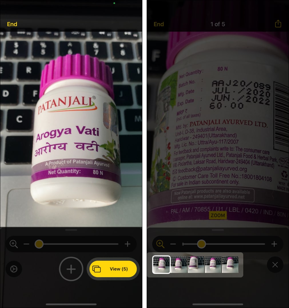 Tap View number to see clicked images and magnify them