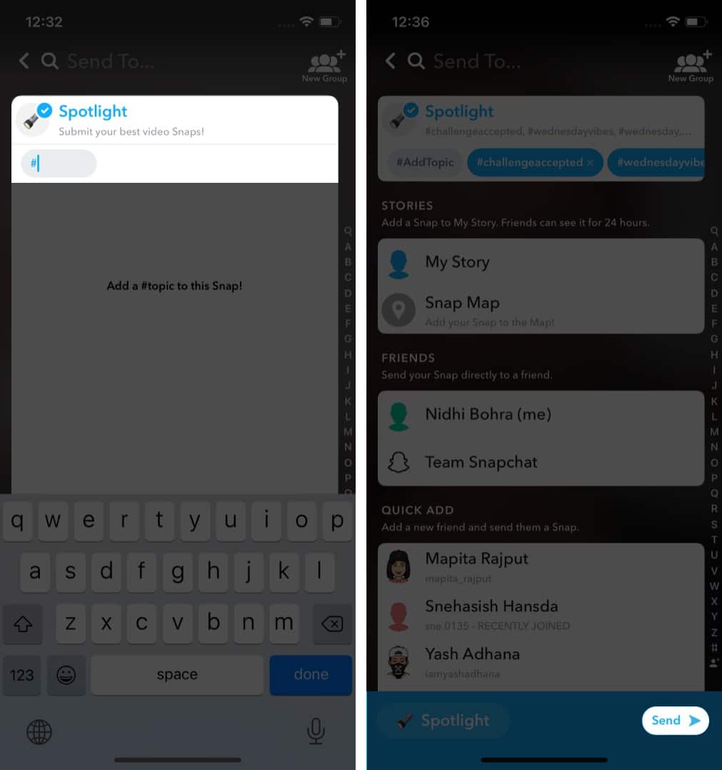 Send the spotlight to snapchat for approval