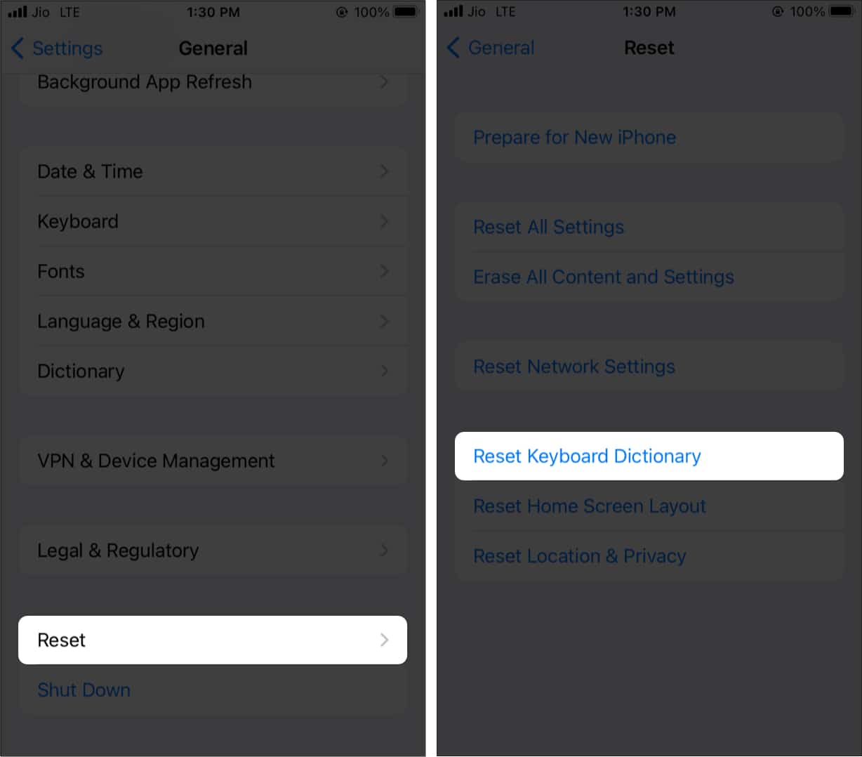 How to reset your personal dictionary