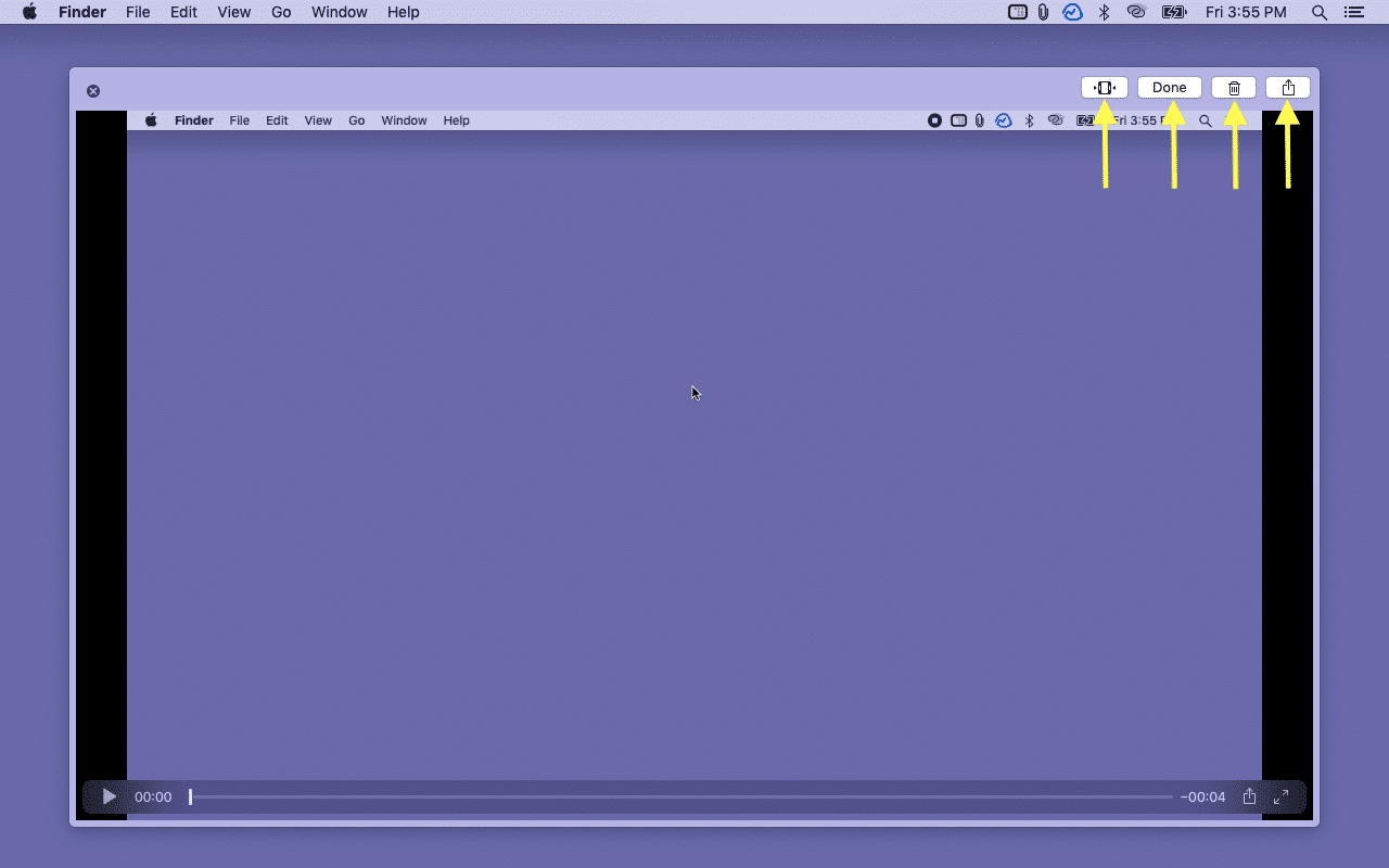 Options to trim save share or delete Mac screen recording