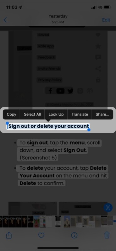 Choose text recognition options Apple Live Text