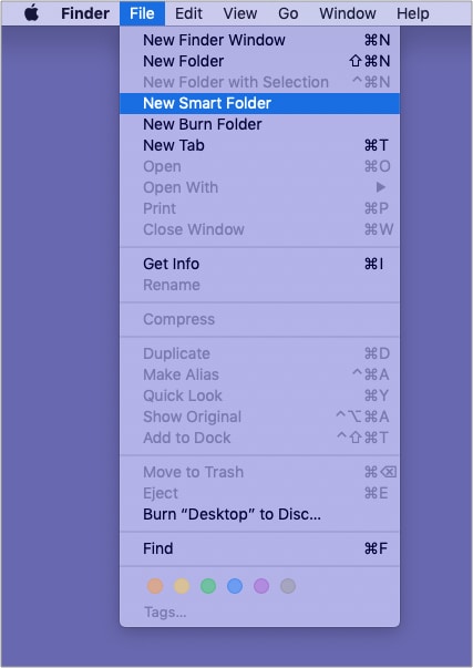 Click File and choose New Smart Folder