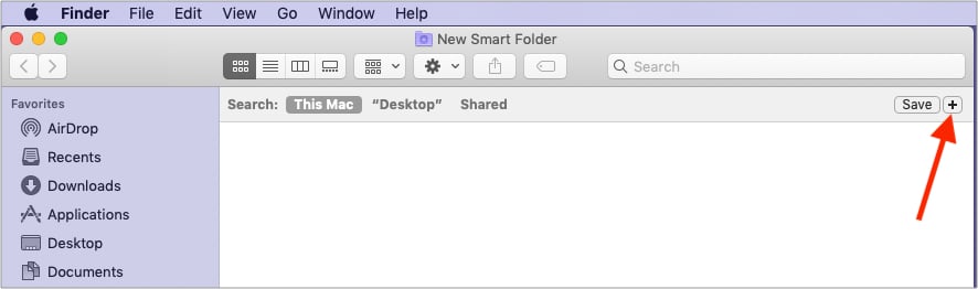 Click the tiny plus icon from Finders top right