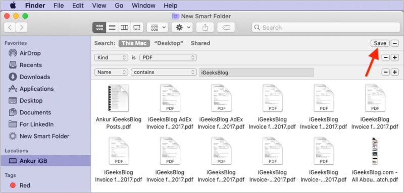 Save Smart Folder on Mac